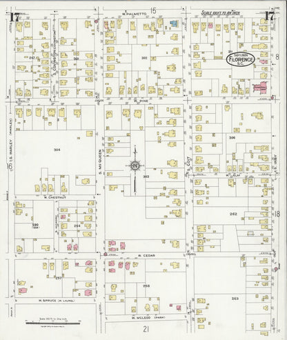 Sanborn Fire Insurance Map from Florence, Florence County, South Carolina (1924), Sheet #0017 - Complete Map Set gallery image, historic Sanborn map, vintage wall art, South Carolina South Carolina