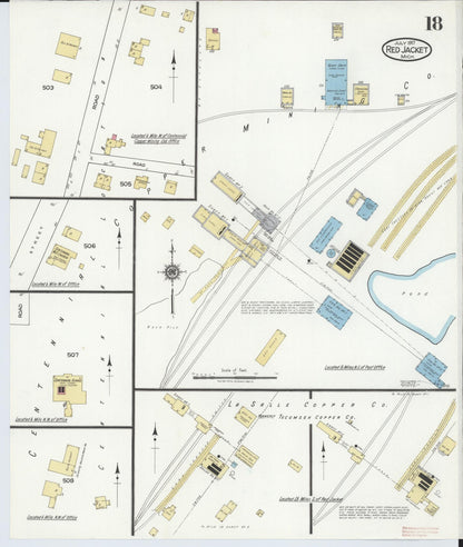 Sanborn Fire Insurance Map from Red Jacket, Houghton County, Michigan (1917), Sheet #0018 - Complete Map Set gallery image, historic Sanborn map, vintage wall art, Michigan Michigan