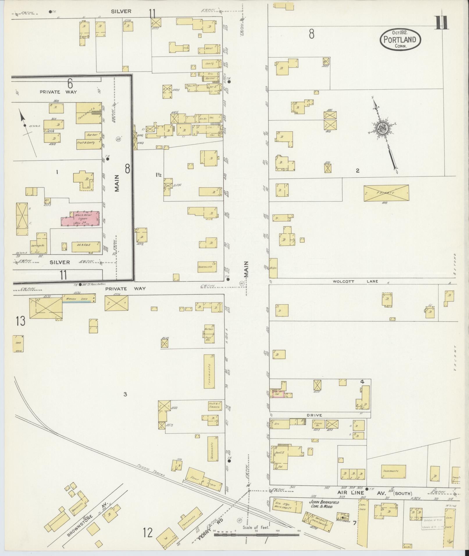 Sanborn Fire Insurance Map from Portland, Middlesex County, Connecticut (1912), Sheet #0011 - Complete Map Set gallery image, historic Sanborn map, vintage wall art, Connecticut Connecticut
