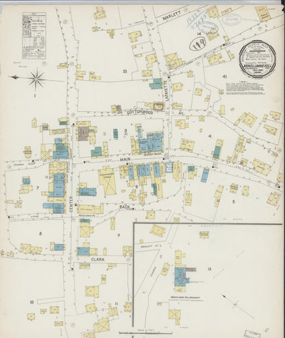 Sanborn Fire Insurance Map from Mokelumne Hill, Calaveras County, California (1898), Sheet #0001 - Historic Sanborn Fire Insurance Map Print, vintage old map wall art, antique decor, genealogy gift, California California map