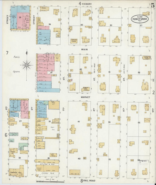 Sanborn Fire Insurance Map from Honey Grove, Fannin County, Texas (1897), Sheet #0005 - Historic Sanborn Fire Insurance Map Print, vintage old map wall art, antique decor, genealogy gift, Texas Texas map
