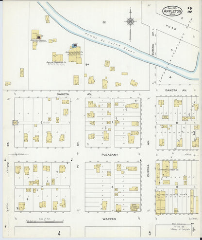 Sanborn Fire Insurance Map from Appleton, Swift County, Minnesota (1915), Sheet #0002 - Historic Sanborn Fire Insurance Map Print, vintage old map wall art, antique decor, genealogy gift, Minnesota Minnesota map