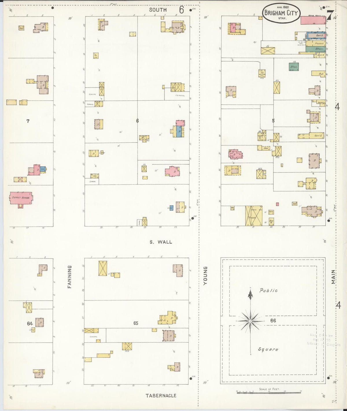 Sanborn Fire Insurance Map from Brigham City, Box Elder County, Utah (1900), Sheet #0007 - Complete Map Set gallery image, historic Sanborn map, vintage wall art, Utah Utah