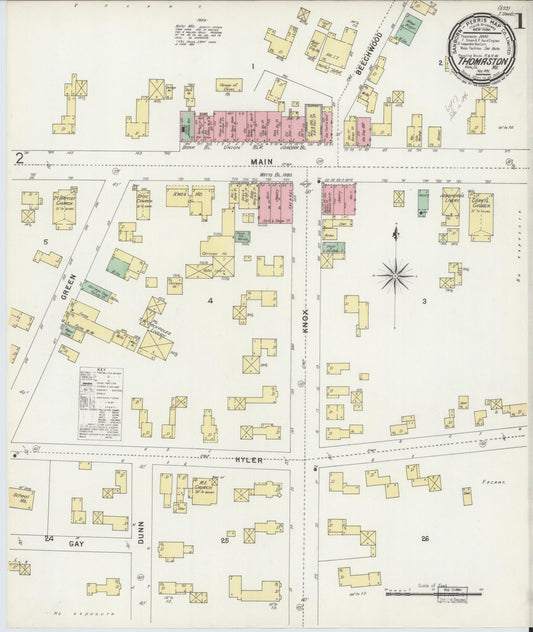 Sanborn Fire Insurance Map from Thomaston, Knox County, Maine (1896), Sheet #0001 - Historic Sanborn Fire Insurance Map Print, vintage old map wall art, antique decor, genealogy gift, Maine Maine map