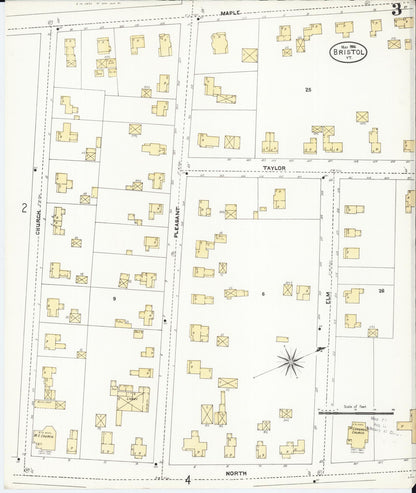 Sanborn Fire Insurance Map from Bristol, Addison County, Vermont (1906), Sheet #0003 - Complete Map Set gallery image, historic Sanborn map, vintage wall art, Vermont Vermont