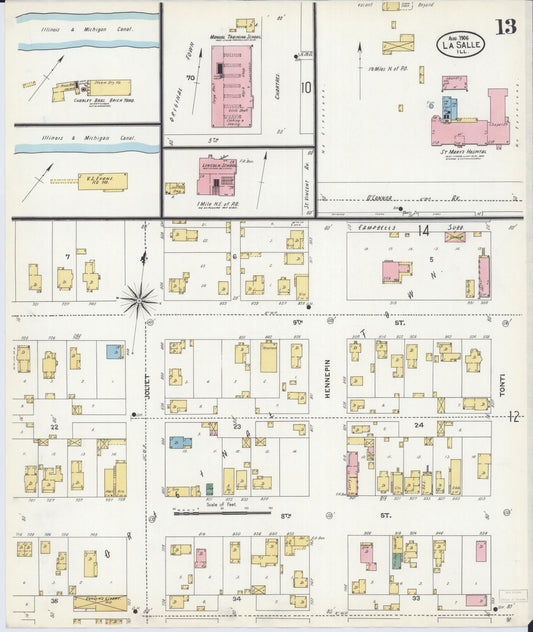 Sanborn Fire Insurance Map from La Salle, La Salle County, Illinois (1906), Sheet #0013 - Historic Sanborn Fire Insurance Map Print, vintage old map wall art, antique decor, genealogy gift, Illinois Illinois map