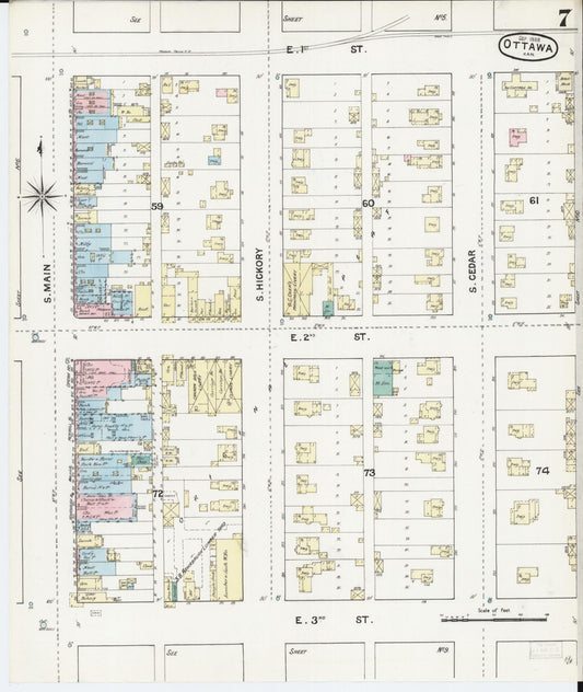 Sanborn Fire Insurance Map from Ottawa, Franklin County, Kansas (1888), Sheet #0007 - Historic Sanborn Fire Insurance Map Print, vintage old map wall art, antique decor, genealogy gift, Kansas Kansas map