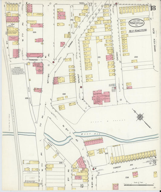 Sanborn Fire Insurance Map from Homestead, Allegheny County, Pennsylvania (1913), Sheet #0018 - Historic Sanborn Fire Insurance Map Print, vintage old map wall art, antique decor, genealogy gift, Pennsylvania Pennsylvania map