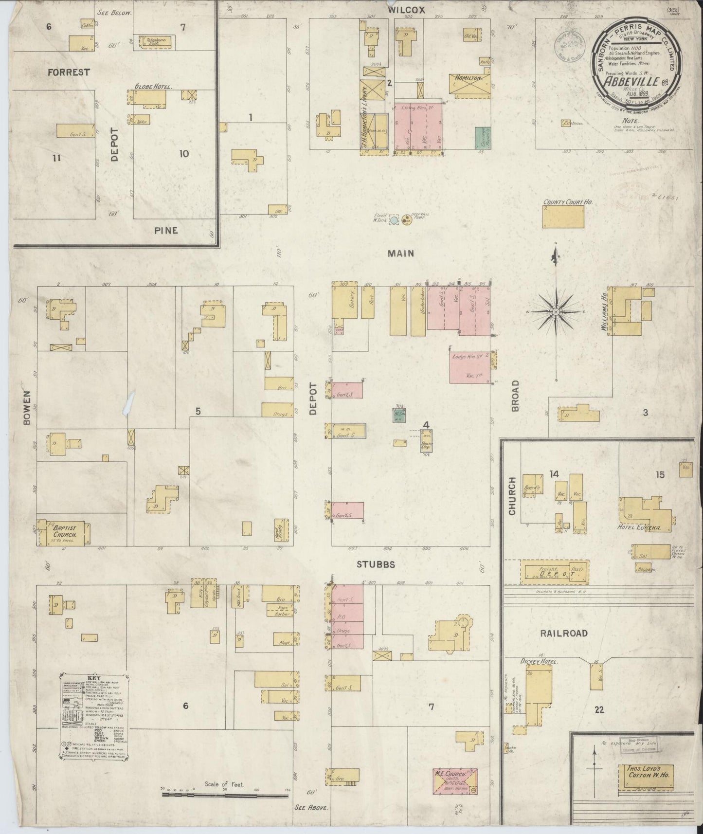 Sanborn Fire Insurance Map from Abbeville, Wilcox County, Georgia. (1899) – Historic Sanborn Fire Insurance Map Print
