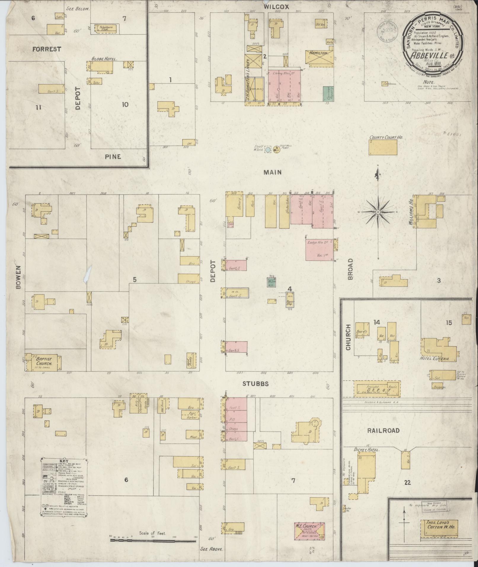 Sanborn Fire Insurance Map from Abbeville, Wilcox County, Georgia. (1899) – Historic Sanborn Fire Insurance Map Print