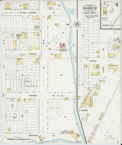Sanborn Fire Insurance Map from Grand Rapids, Itasca County, Minnesota (1897), Sheet #0004 - Historic Sanborn Fire Insurance Map Print, vintage old map wall art, antique decor, genealogy gift, Minnesota Minnesota map