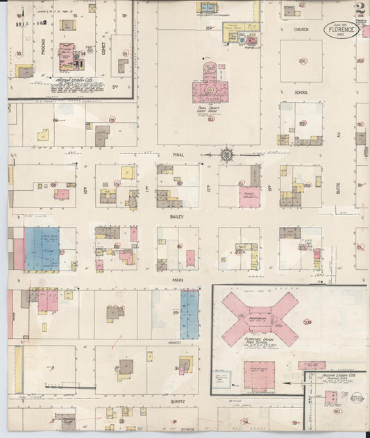 Sanborn Fire Insurance Map from Florence, Pinal County, Arizona (1941), Sheet #0002 - Historic Sanborn Fire Insurance Map Print, vintage old map wall art, antique decor, genealogy gift, Arizona Arizona map