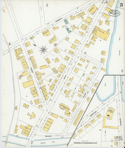 Sanborn Fire Insurance Map from Maynard, Middlesex County, Massachusetts (1904), Sheet #0003 - Historic Sanborn Fire Insurance Map Print, vintage old map wall art, antique decor, genealogy gift, Massachusetts Massachusetts map