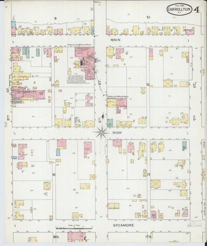 Sanborn Fire Insurance Map from Carrollton, Carroll County, Kentucky (1893), Sheet #0004 - Complete Map Set gallery image, historic Sanborn map, vintage wall art, Kentucky Kentucky