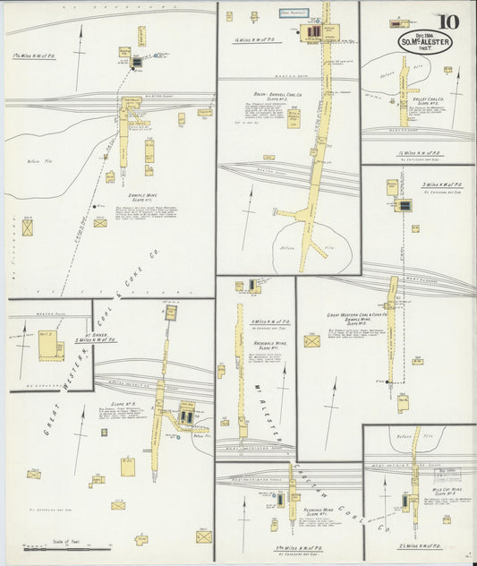 Sanborn Fire Insurance Map from South McAlester, Pittsburg County, Oklahoma (1904), Sheet #0010 - Historic Sanborn Fire Insurance Map Print, vintage old map wall art, antique decor, genealogy gift, Oklahoma Oklahoma map