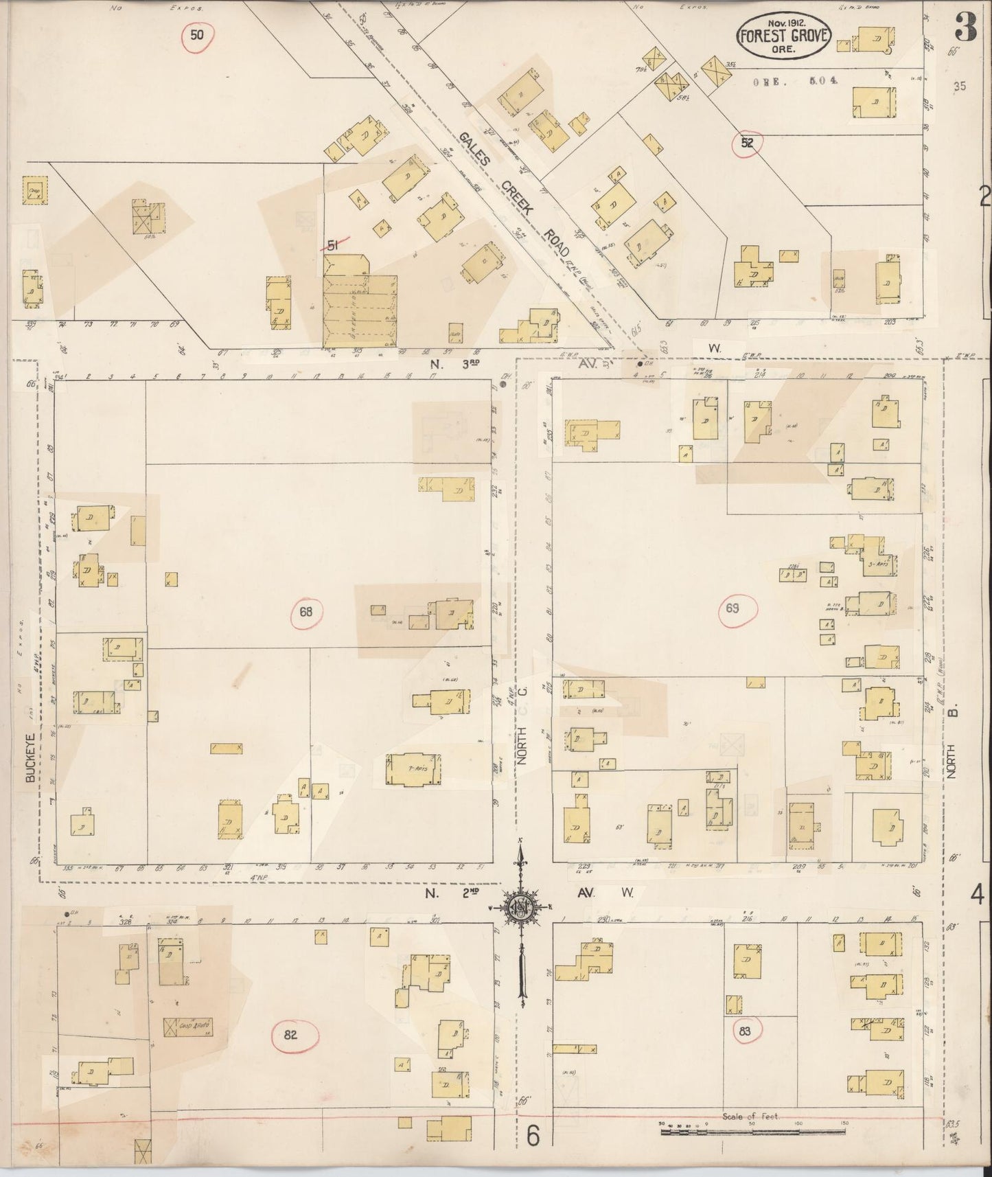 Sanborn Fire Insurance Map from Forest Grove, Washington County, Oregon (1939), Sheet #0003 - Complete Map Set gallery image, historic Sanborn map, vintage wall art, Oregon Oregon
