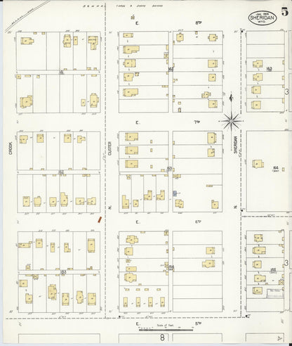 Sanborn Fire Insurance Map from Sheridan, Sheridan County, Wyoming (1908), Sheet #0005 - Complete Map Set gallery image, historic Sanborn map, vintage wall art, Wyoming Wyoming