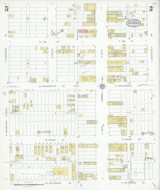 Sanborn Fire Insurance Map from Borger, Hutchinson County, Texas (1928), Sheet #0005 - Historic Sanborn Fire Insurance Map Print, vintage old map wall art, antique decor, genealogy gift, Texas Texas map