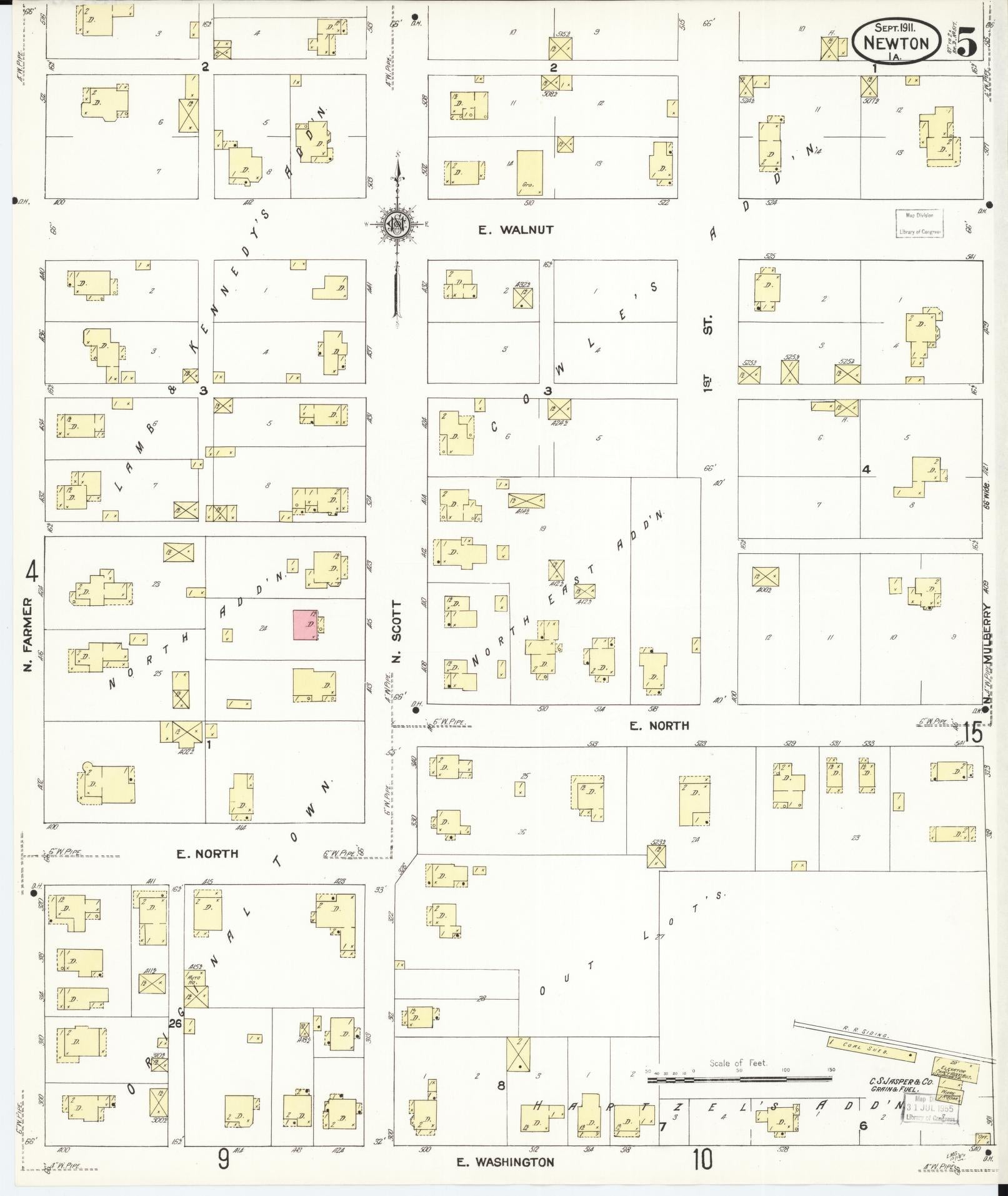 Sanborn Fire Insurance Map from Newton, Jasper County, Iowa (1911), Sheet #0005 - Historic Sanborn Fire Insurance Map Print
