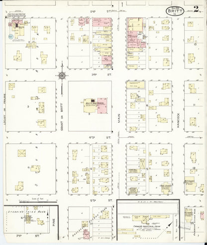 Sanborn Fire Insurance Map from Britt, Hancock County, Iowa (1914), Sheet #0002 - Historic Sanborn Fire Insurance Map Print