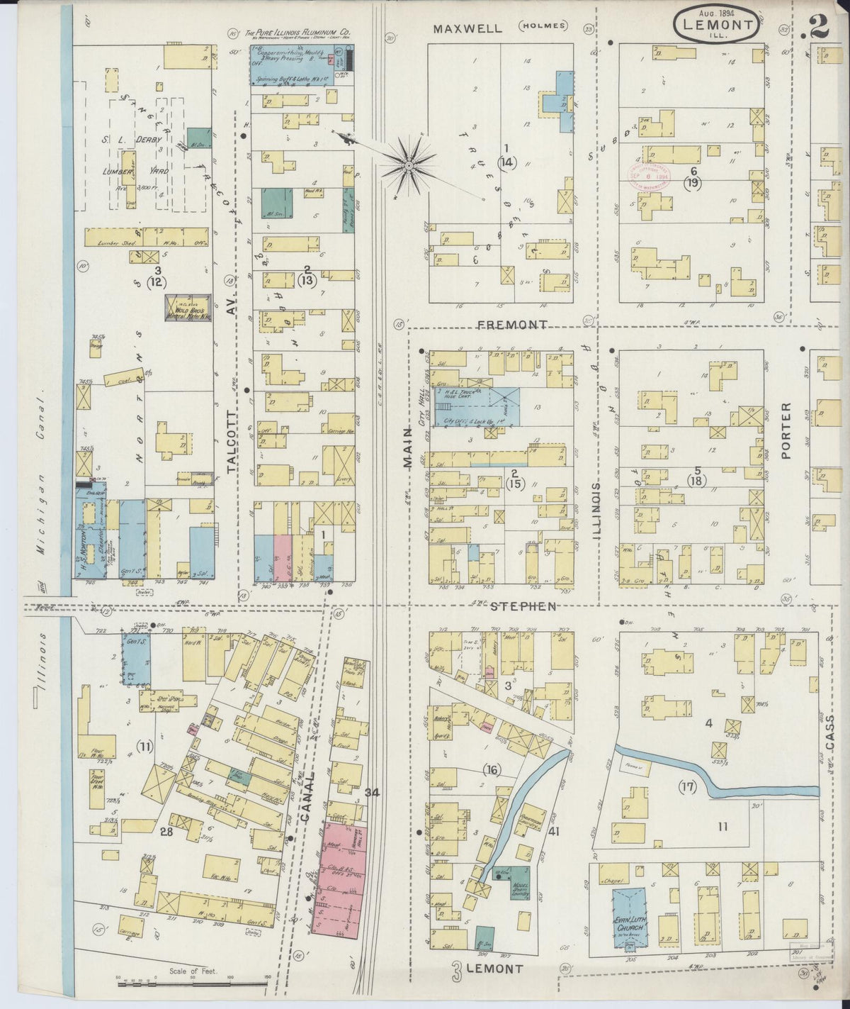Sanborn Fire Insurance Map from Lemont, Cook County, Illinois (1894), Sheet #0002 - Historic Sanborn Fire Insurance Map Print, vintage old map wall art, antique decor, genealogy gift, Illinois Illinois map