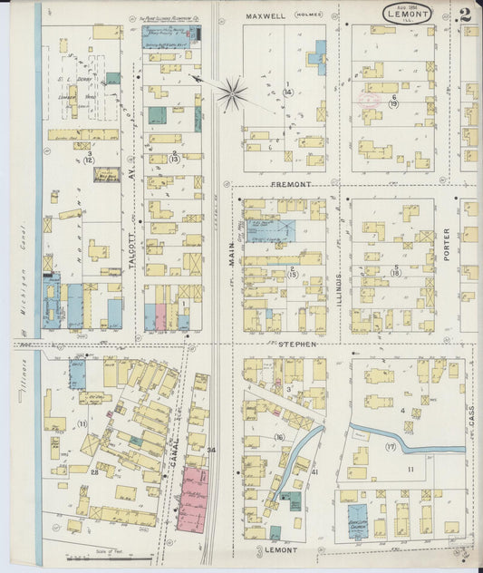 Sanborn Fire Insurance Map from Lemont, Cook County, Illinois (1894), Sheet #0002 - Historic Sanborn Fire Insurance Map Print, vintage old map wall art, antique decor, genealogy gift, Illinois Illinois map