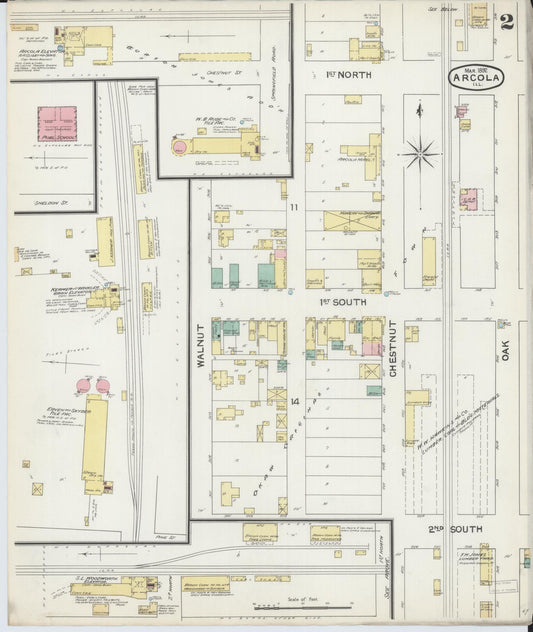 Sanborn Fire Insurance Map from Arcola, Douglas County, Illinois (1892), Sheet #0002 - Historic Sanborn Fire Insurance Map Print, vintage old map wall art, antique decor, genealogy gift, Illinois Illinois map