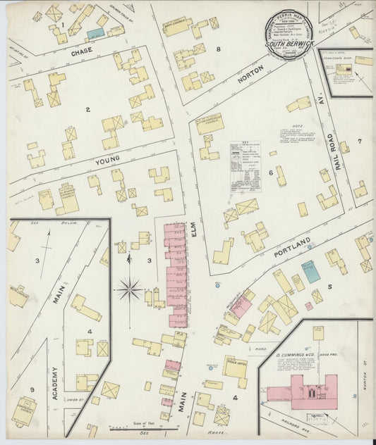 Sanborn Fire Insurance Map from South Berwick, York County, Maine (1891), Sheet #0001 - Historic Sanborn Fire Insurance Map Print, vintage old map wall art, antique decor, genealogy gift, Maine Maine map