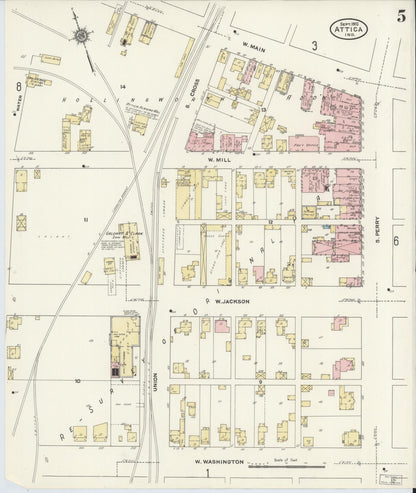 Sanborn Fire Insurance Map from Attica, Fountain County, Indiana (1910), Sheet #0005 - Historic Sanborn Fire Insurance Map Print, vintage old map wall art, antique decor, genealogy gift, Indiana Indiana map