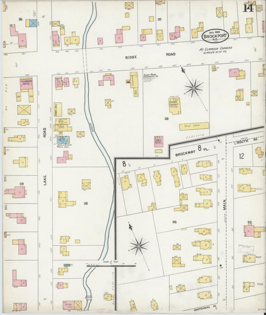 Sanborn Fire Insurance Map from Brockport, Monroe County, New York (1904), Sheet #0014 - Historic Sanborn Fire Insurance Map Print, vintage old map wall art, antique decor, genealogy gift, New York New York map