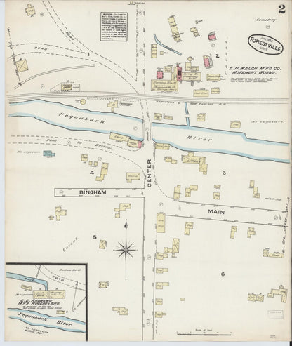 Sanborn Fire Insurance Map from Forestville, Hartford County, Connecticut (1884), Sheet #0002 - Complete Map Set gallery image, historic Sanborn map, vintage wall art, Connecticut Connecticut