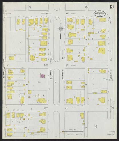 Sanborn Fire Insurance Map from Anniston, Calhoun County, Alabama (1910), Sheet #0013 - Complete Map Set gallery image, historic Sanborn map, vintage wall art, Alabama Alabama