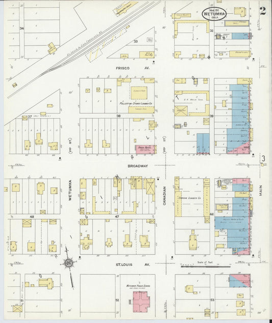 Sanborn Fire Insurance Map from Wetumka, Hughes County, Oklahoma (1911), Sheet #0002 - Historic Sanborn Fire Insurance Map Print, vintage old map wall art, antique decor, genealogy gift, Oklahoma Oklahoma map