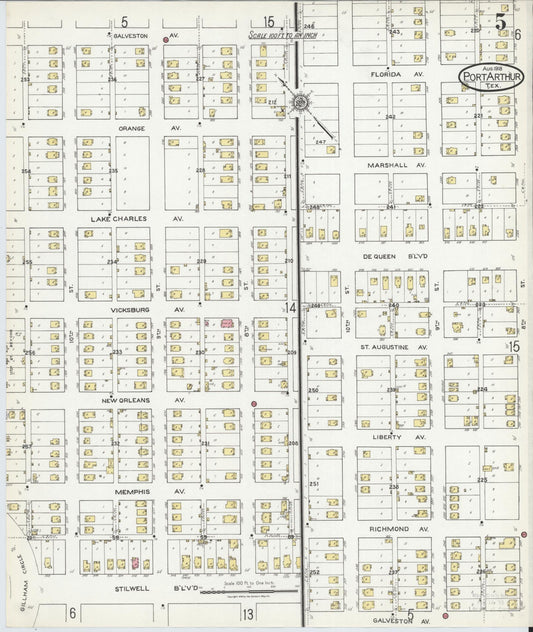 Sanborn Fire Insurance Map from Port Arthur, Jefferson County, Texas (1918), Sheet #0005 - Historic Sanborn Fire Insurance Map Print, vintage old map wall art, antique decor, genealogy gift, Texas Texas map