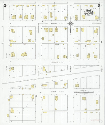 Sanborn Fire Insurance Map from Elmwood, Peoria County, Illinois (1927), Sheet #0005 - Complete Map Set gallery image, historic Sanborn map, vintage wall art, Illinois Illinois