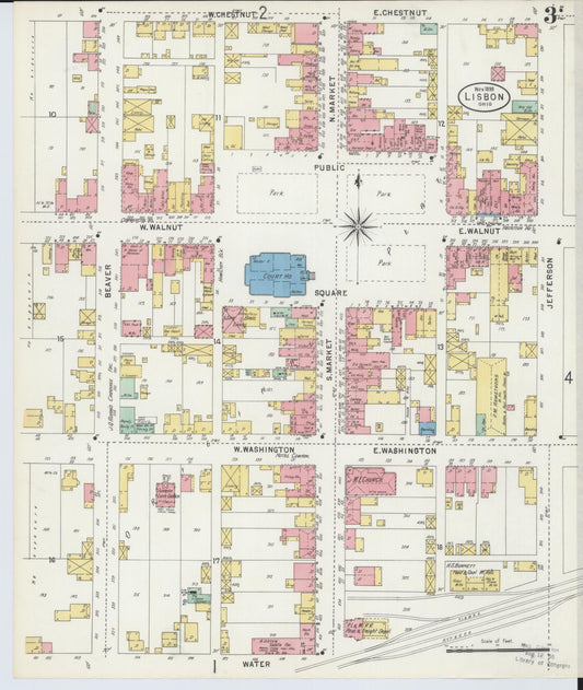 Sanborn Fire Insurance Map from Lisbon, Columbiana County, Ohio (1898), Sheet #0003 - Historic Sanborn Fire Insurance Map Print, vintage old map wall art, antique decor, genealogy gift, Ohio Ohio map