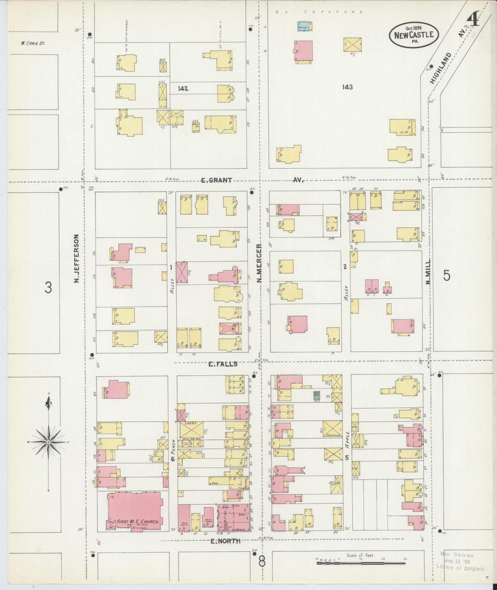 Sanborn Fire Insurance Map from New Castle, Lawrence County, Pennsylvania (1899), Sheet #0004 - Complete Map Set gallery image, historic Sanborn map, vintage wall art, Pennsylvania Pennsylvania