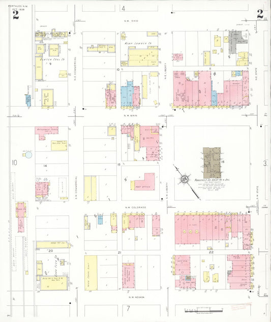 Sanborn Fire Insurance Map from Portales, Roosevelt County, New Mexico (1938), Sheet #0002 - Historic Sanborn Fire Insurance Map Print, vintage old map wall art, antique decor, genealogy gift, New Mexico New Mexico map