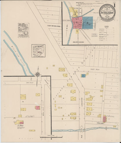 Sanborn Fire Insurance Map from Reynoldsburg, Franklin County, Ohio (1922), Sheet #0001 - Complete Map Set gallery image, historic Sanborn map, vintage wall art, Ohio Ohio
