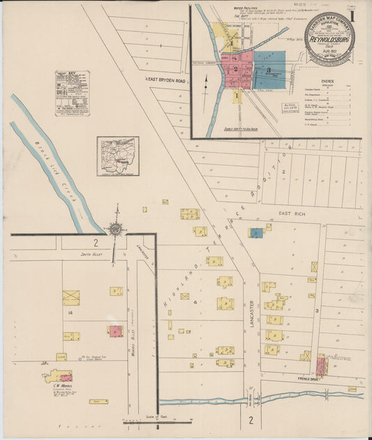 Sanborn Fire Insurance Map from Reynoldsburg, Franklin County, Ohio (1922), Sheet #0001 - Complete Map Set gallery image, historic Sanborn map, vintage wall art, Ohio Ohio