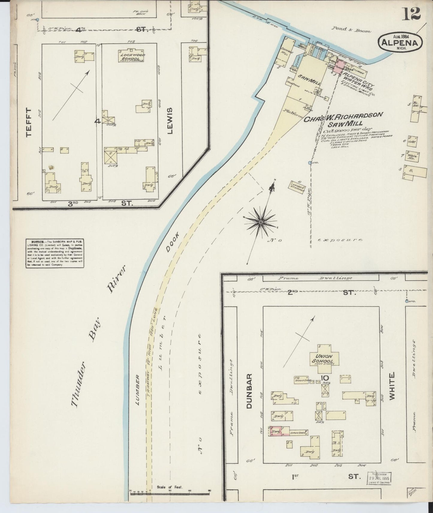 Sanborn Fire Insurance Map from Alpena, Alpena County, Michigan (1884), Sheet #0012 - Complete Map Set gallery image, historic Sanborn map, vintage wall art, Michigan Michigan