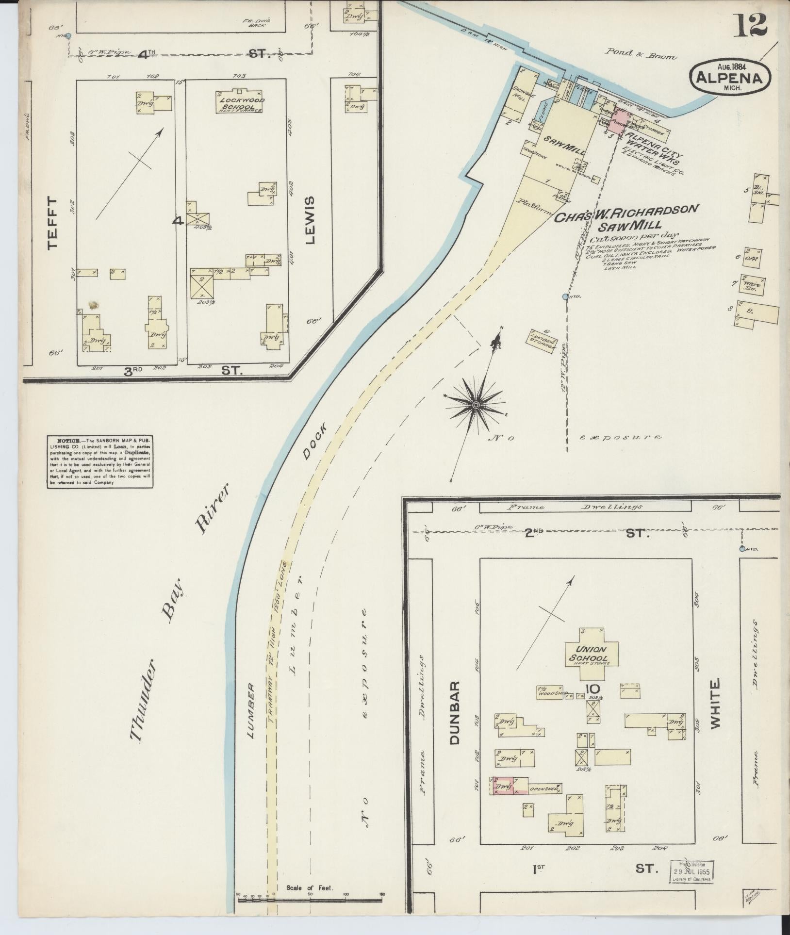 Sanborn Fire Insurance Map from Alpena, Alpena County, Michigan (1884), Sheet #0012 - Complete Map Set gallery image, historic Sanborn map, vintage wall art, Michigan Michigan