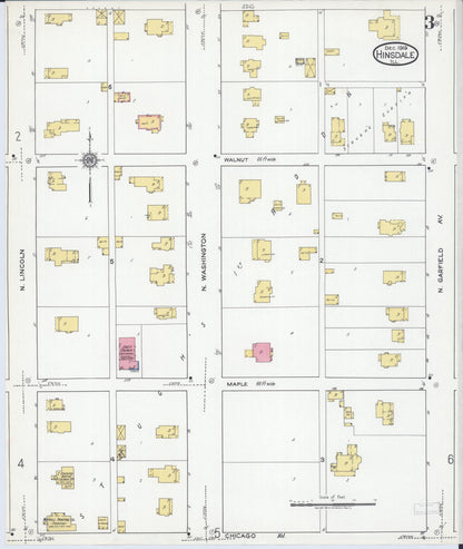 Sanborn Fire Insurance Map from Hinsdale, Du Page And Cook Counties, Illinois (1919), Sheet #0003 - Historic Sanborn Fire Insurance Map Print, vintage old map wall art, antique decor, genealogy gift, Illinois Illinois map