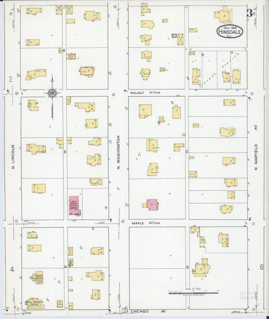 Sanborn Fire Insurance Map from Hinsdale, Du Page And Cook Counties, Illinois (1919), Sheet #0003 - Historic Sanborn Fire Insurance Map Print, vintage old map wall art, antique decor, genealogy gift, Illinois Illinois map