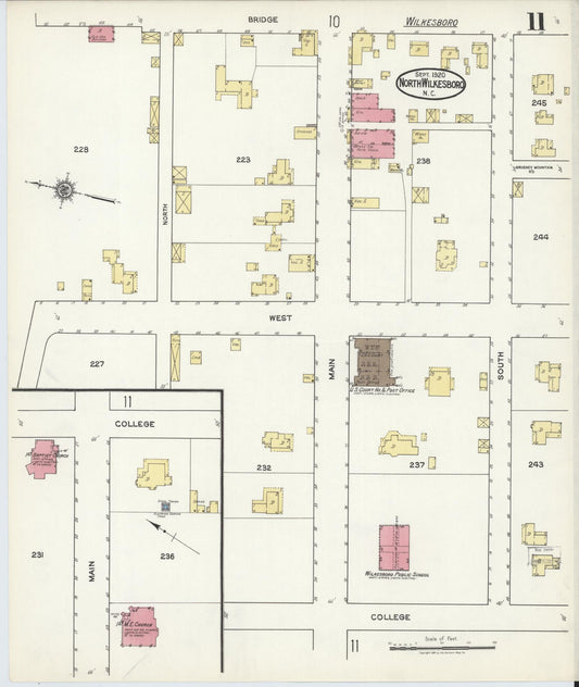 Sanborn Fire Insurance Map from North Wilkesboro, Wilkes County, North Carolina (1920), Sheet #0011 - Historic Sanborn Fire Insurance Map Print, vintage old map wall art, antique decor, genealogy gift, North Carolina North Carolina map