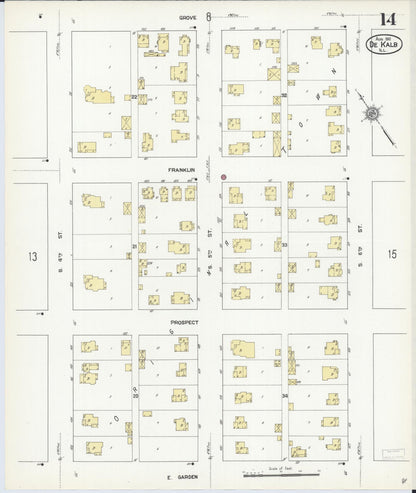 Sanborn Fire Insurance Map from De Kalb, De Kalb County, Illinois (1912), Sheet #0014 - Complete Map Set gallery image, historic Sanborn map, vintage wall art, Illinois Illinois