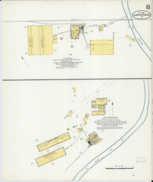 Sanborn Fire Insurance Map from Lawrenceburg, Anderson County, Kentucky (1903), Sheet #0008 - Historic Sanborn Fire Insurance Map Print, vintage old map wall art, antique decor, genealogy gift, Kentucky Kentucky map