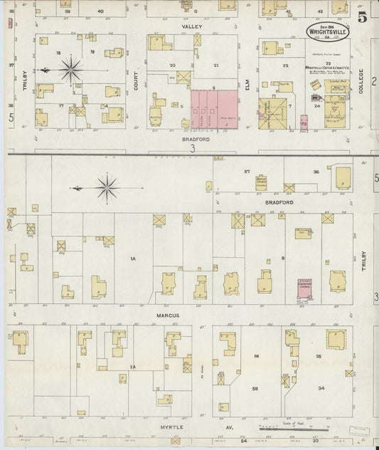 Sanborn Fire Insurance Map from Wrightsville, Johnson County, Georgia (1906), Sheet #0005 - Historic Sanborn Fire Insurance Map Print, vintage old map wall art, antique decor, genealogy gift, Georgia Georgia map