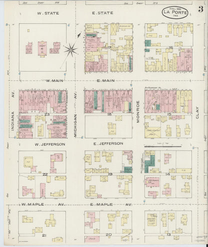 Sanborn Fire Insurance Map from La Porte, La Porte County, Indiana (1886), Sheet #0003 - Complete Map Set gallery image, historic Sanborn map, vintage wall art, Indiana Indiana