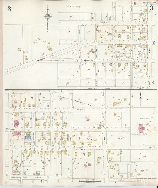 Sanborn Fire Insurance Map from Rockwall, Rockwall County, Texas (1945), Sheet #0003 - Historic Sanborn Fire Insurance Map Print, vintage old map wall art, antique decor, genealogy gift, Texas Texas map